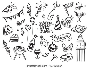 Set Of New Year Doodle