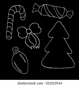 Set of New Year doodle elements