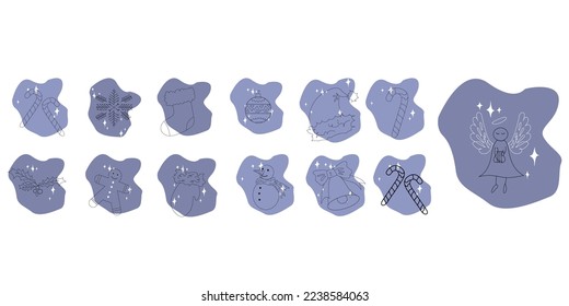 Set of New Year elements. Christmas paraphernalia. Vector image. Vector illustration