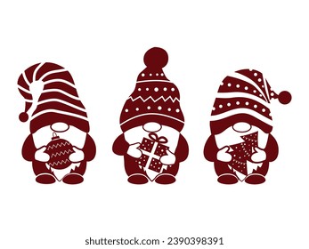 set of New Year gnomes.vector gnomes flat design