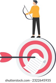 Set new year goals, Target or resolution at the beginning of the year, Determination or inspiration to improve and success, Archer arrow with paper writing new year goals

