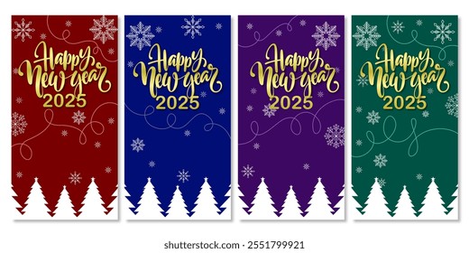 set of new year greeting card vertical poster, vector eps