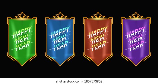 a set new year greetings on banner or flag. Change or open to new year 2021 concept.Promotion and shopping template for , happy new year 2021.Vector EPS10