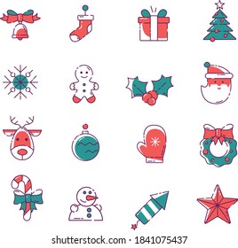 Set of new year icons, vector christmas icons