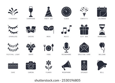 Set of New Year icons vector illustration. icons bundle isolated on white background