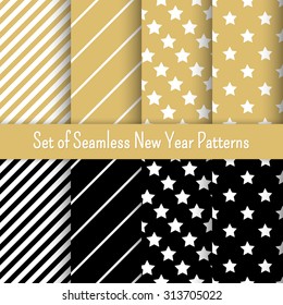 Set of  New Year party patterns, vector illustration. For banners and invitations.