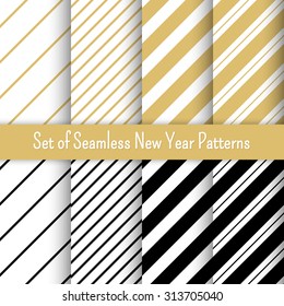 Set of  New Year party patterns, vector illustration. For banners and invitations.