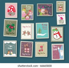 set of new year postage stamps