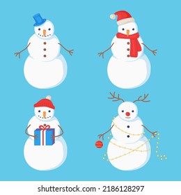 Snowman-Snowman-Set im Stil eines Cartoons