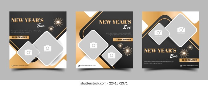 Set of New Year social media post template. Usable for greeting card, social media post, and web