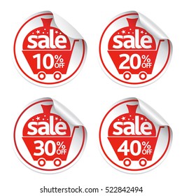 Set of New Year stickers sale .Vector Illustration