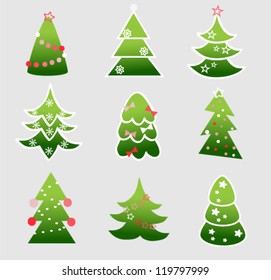 set of new year tree