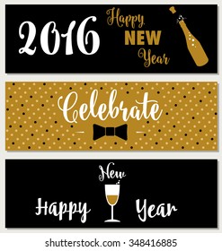 Set of New Year typographic vector design for website header and banner