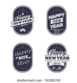set of new year vector collection suitable to be used as label, logo and badge in white and blue navy