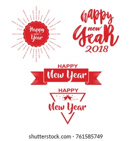 set of new year vector collection suitable to be used as label, logo and badge in white and blue navy