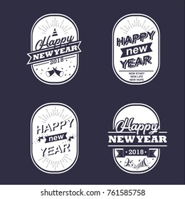 set of new year vector collection suitable to be used as label, logo and badge in white and blue navy