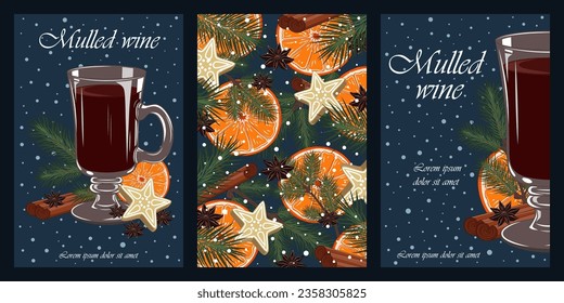 Juego de tarjetas de Año Nuevo. Elementos de diseño para postales, volantes, banners.

