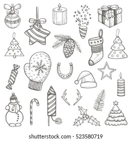 Set of a New Year's celebration attributes vector.