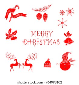  Set of a New Year's celebratory attributes. Vector Illustration
