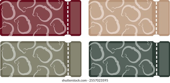set of New Year's coupons in different pastel colors with New Year's Santa icons randomly arranged for New Year's discounts	