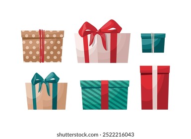 Set New Years gifts on white background	