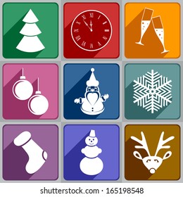 Set of New Year's icons of different color.