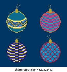 Set from New Year's toys. New Year's toys on a fir-tree