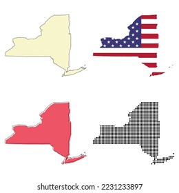 Set von New york Karte Form, vereinte Staaten Amerika. Flaches Concept Symbol Vektorgrafik Symbol .