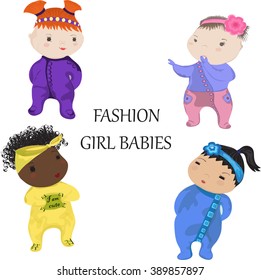 set of newborn in fashion creepers. EPS10