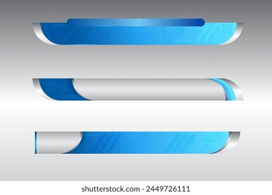 Set of news bars with copy space. Banners for broadcasting with negative space to insert text. Television video template. Vector illustration. Concept of social media, information. Copy space.