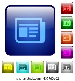 Set of news color glass rounded square buttons