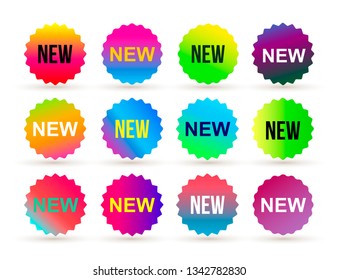 Set Of News Colorful Label Sticker. New Badge Or Sticker, Product Retail. Flat Design. Vector Illustration. Isolated On White Background.