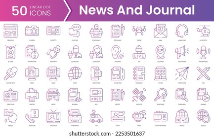 Set of news and journal icons. Gradient style icon bundle. Vector Illustration