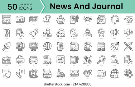 Set of news and journal icons. Line art style icons bundle. vector illustration