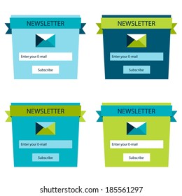 Set of newsletter form templates, modern flat user interface