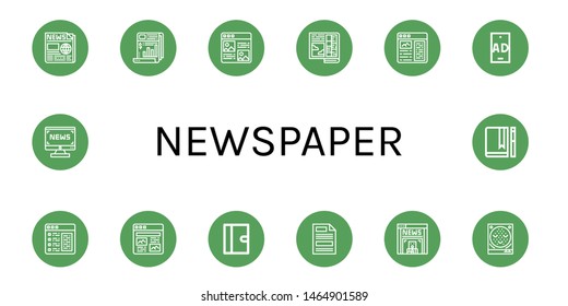Set of newspaper icons such as Newspaper, Article, Ad, Journal, Press, News, Pachinko , newspaper