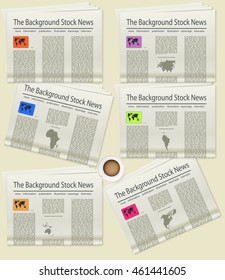 Set Newspaper. World map. Realistic image of the object. Vector illustration
