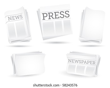 Set of newspapers isolated on the white background