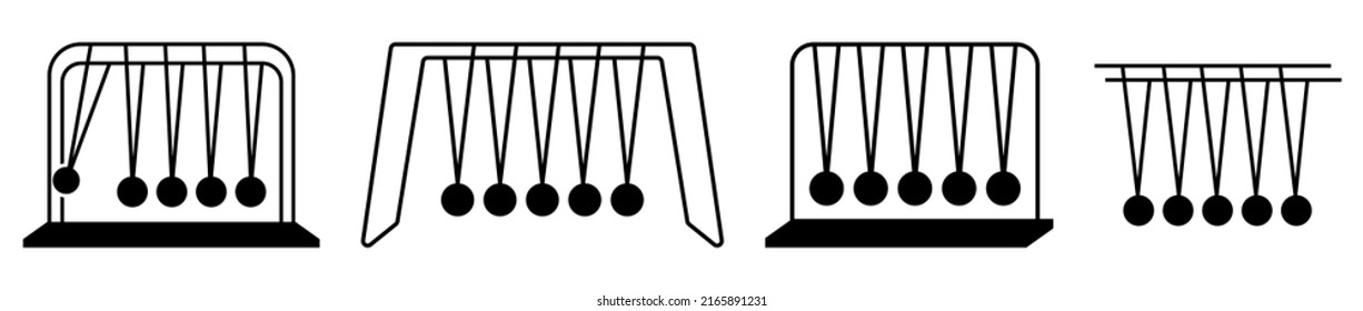 Set of newton's cradle icon. Vector illustration isolated on white background