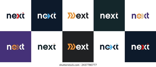 set of next typography logo design illustration vector