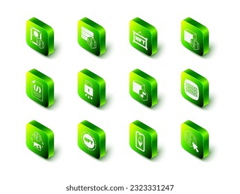 Set NFT blockchain technology, Digital crypto art, Binary code, Ethereum ETH and  icon. Vector