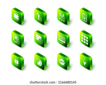 Set NFT Digital crypto art, Ethereum ETH, blockchain technology, Binary code,  and  icon. Vector