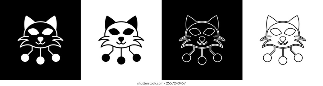 Set NFT Digital crypto art icon isolated on black and white background. Non fungible token.  Vector