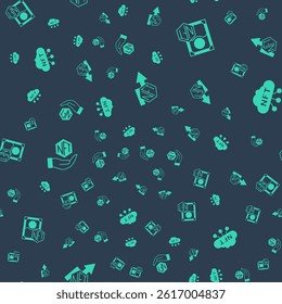 Set NFT growth bar chart, Digital crypto,  and cloud on seamless pattern. Vector