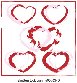 Set of nice, authoring, conjugate hearts in a vector.