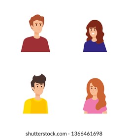 set nice boys and girls with hairstyle
