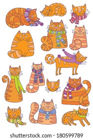 Set of nice cartoon vector cats