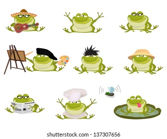 Set of Nice cartoon vector toads