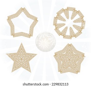 Set of nice Christmas stars, isolated on white, illustration