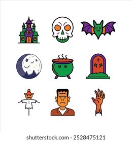 Conjunto de coleção de elementos nice para halloween